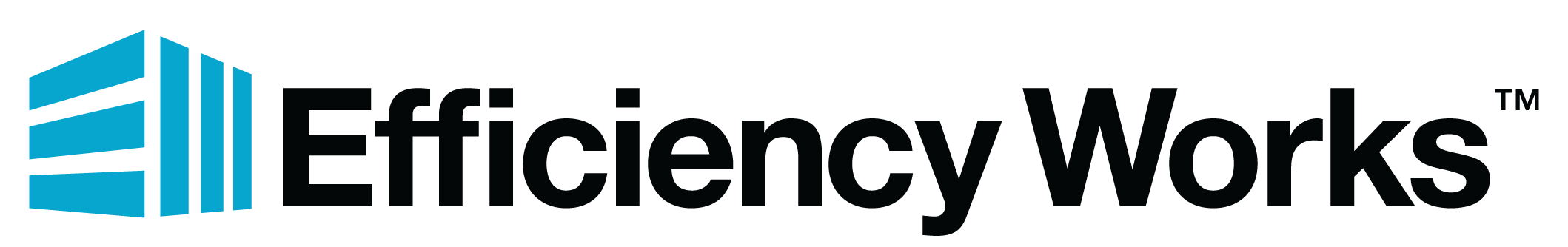 Efficiency Works logo with a blue geometric icon resembling stylized building shapes followed by the words ‘Efficiency Works’ in bold black text.
